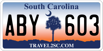 SC license plate ABY603