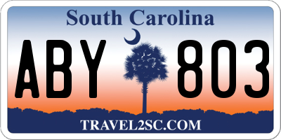 SC license plate ABY803