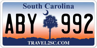 SC license plate ABY992