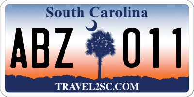 SC license plate ABZ011