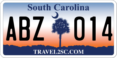 SC license plate ABZ014