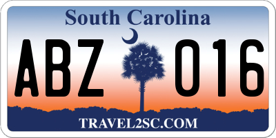 SC license plate ABZ016
