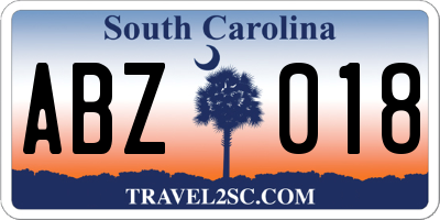 SC license plate ABZ018