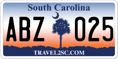 SC license plate ABZ025