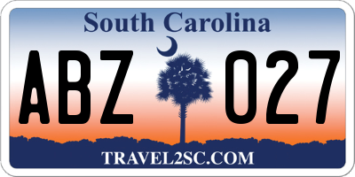 SC license plate ABZ027