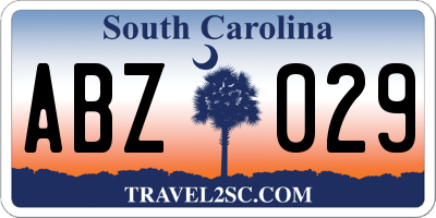 SC license plate ABZ029