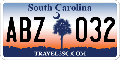 SC license plate ABZ032