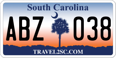 SC license plate ABZ038
