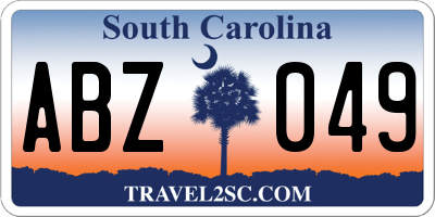 SC license plate ABZ049