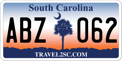 SC license plate ABZ062