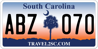 SC license plate ABZ070