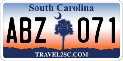 SC license plate ABZ071