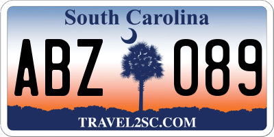 SC license plate ABZ089