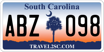 SC license plate ABZ098