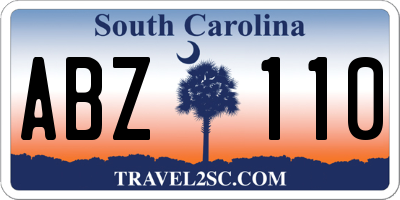 SC license plate ABZ110