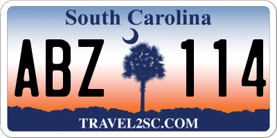 SC license plate ABZ114