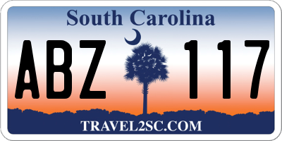 SC license plate ABZ117
