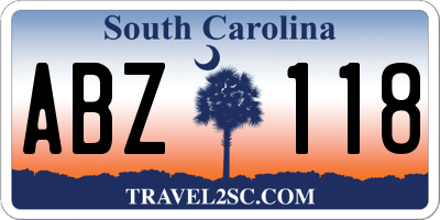 SC license plate ABZ118