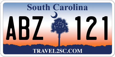 SC license plate ABZ121