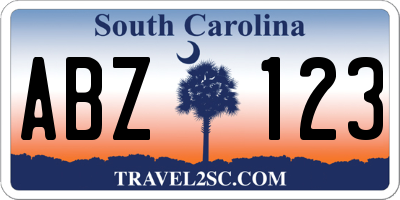 SC license plate ABZ123