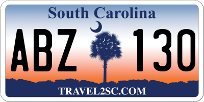 SC license plate ABZ130