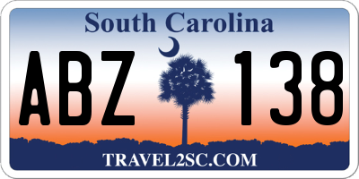 SC license plate ABZ138