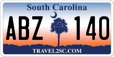 SC license plate ABZ140