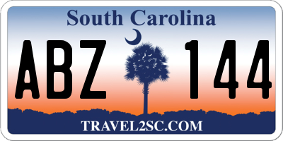 SC license plate ABZ144