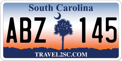 SC license plate ABZ145