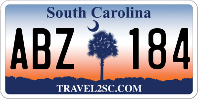 SC license plate ABZ184