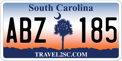 SC license plate ABZ185