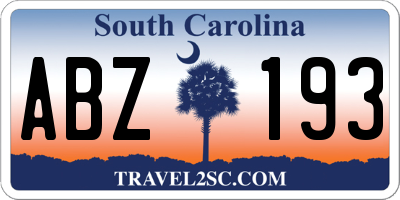 SC license plate ABZ193