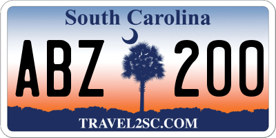 SC license plate ABZ200