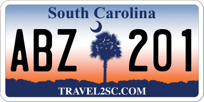 SC license plate ABZ201