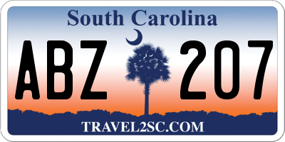 SC license plate ABZ207