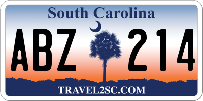 SC license plate ABZ214