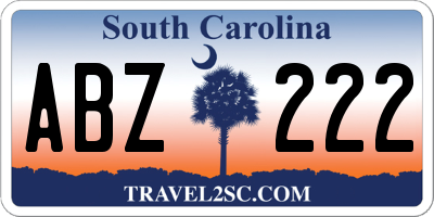 SC license plate ABZ222