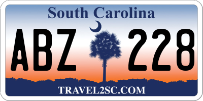SC license plate ABZ228