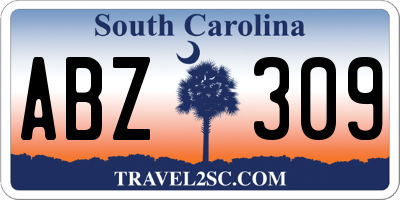 SC license plate ABZ309