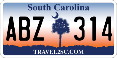 SC license plate ABZ314