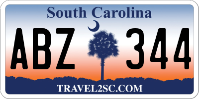 SC license plate ABZ344