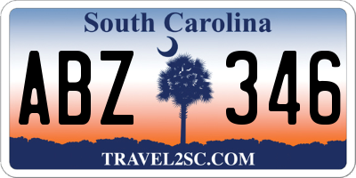 SC license plate ABZ346