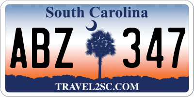 SC license plate ABZ347