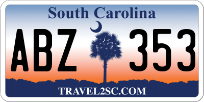 SC license plate ABZ353