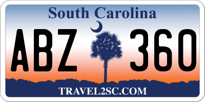 SC license plate ABZ360