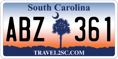 SC license plate ABZ361