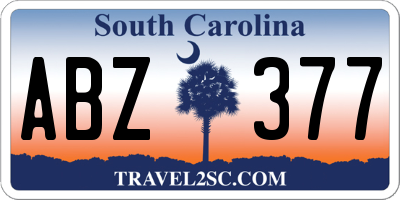 SC license plate ABZ377