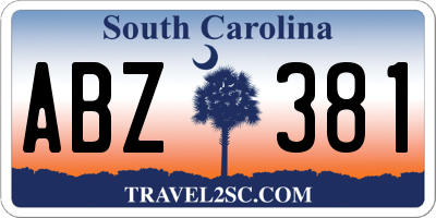 SC license plate ABZ381