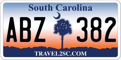 SC license plate ABZ382