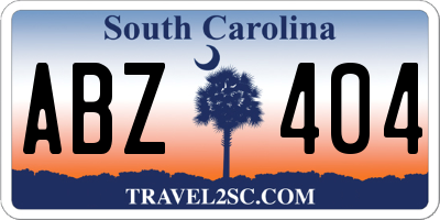 SC license plate ABZ404